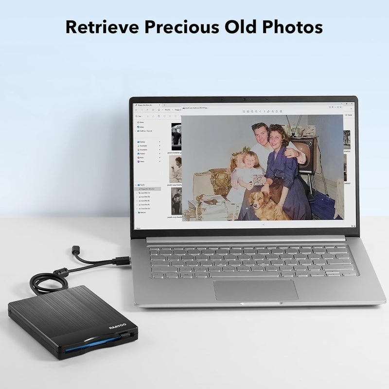 RAAYOO Floppy Disk Reader 3.5 inch USB Floppy Disk Drive External 3 1/2 floppy disc reader Portable Floppy Diskette Drive USB C For PC Laptop Notebook Computer With Windows 11/10 (Brushed Texture, 3.5 inch) - Image 5